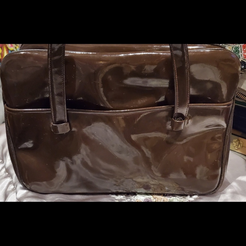 Astrid patient leather chocolate brown handbag